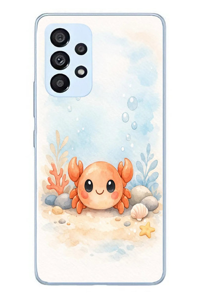 Le Balvo Samsung Galaxy A53 Uyumlu Sevimli Yengeç Baskılı Silikon Kılıf