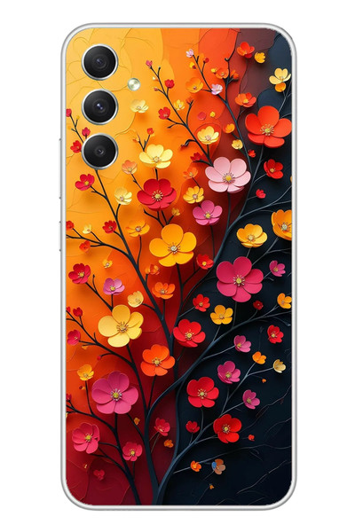 Le Balvo Samsung Galaxy A34 Uyumlu Sonbahar Çiçekleri Baskılı Silikon Kılıf