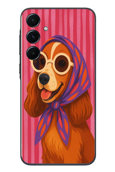 Le Balvo Samsung Galaxy A55 Uyumlu Gözlüklü Köpek Baskılı Silikon Kılıf
