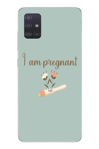 Le Balvo Samsung Galaxy A51 Uyumlu I'm Pregnant Baskılı Silikon Kılıf