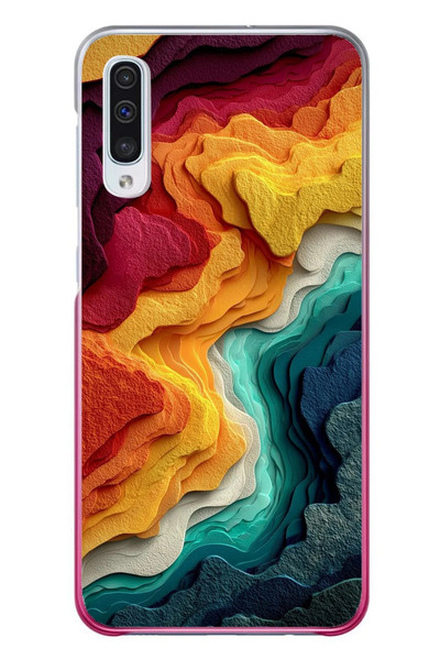 Le Balvo Samsung Galaxy A50 Uyumlu Renk Dalgaları Baskılı Silikon Kılıf