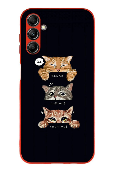 Le Balvo Samsung Galaxy A14 Uyumlu Kedi Halleri Baskılı Silikon Kılıf