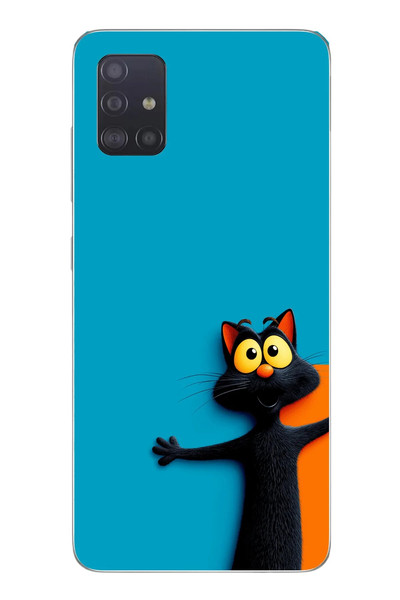 Le Balvo Samsung Galaxy A51 Uyumlu Kedi Uyarısı Baskılı Silikon Kılıf