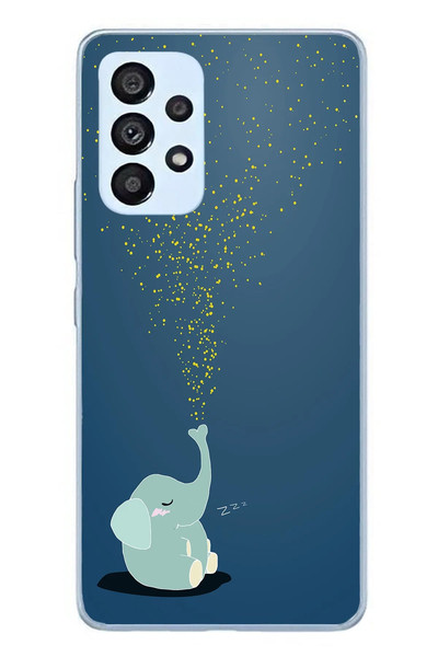 Le Balvo Samsung Galaxy A53 Uyumlu Uyuyan Fil Baskılı Silikon Kılıf