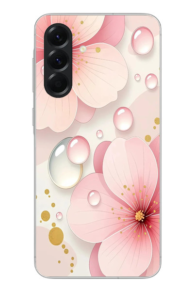 Le Balvo Samsung Galaxy A56 Uyumlu Damlalı Çiçekler Baskılı Silikon Kılıf