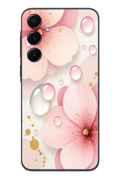 Le Balvo Samsung Galaxy A55 Uyumlu Damlalı Çiçekler Baskılı Silikon Kılıf