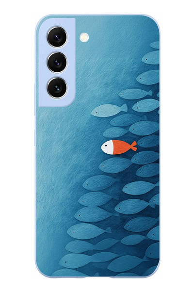 Le Balvo Samsung Galaxy S22 Uyumlu Balıklar Yüzüyor Baskılı Silikon Kılıf