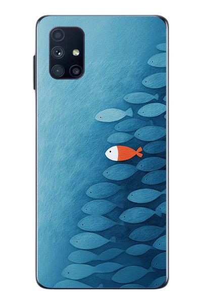 Le Balvo Samsung Galaxy M51 Uyumlu Balıklar Yüzüyor Baskılı Silikon Kılıf