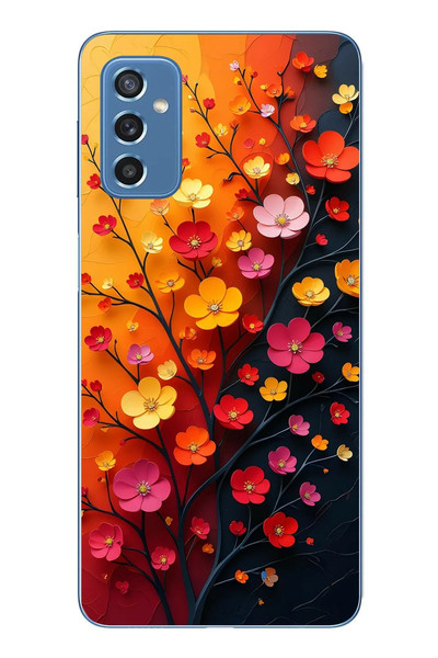 Le Balvo Samsung Galaxy M52 Uyumlu Sonbahar Çiçekleri Baskılı Silikon Kılıf
