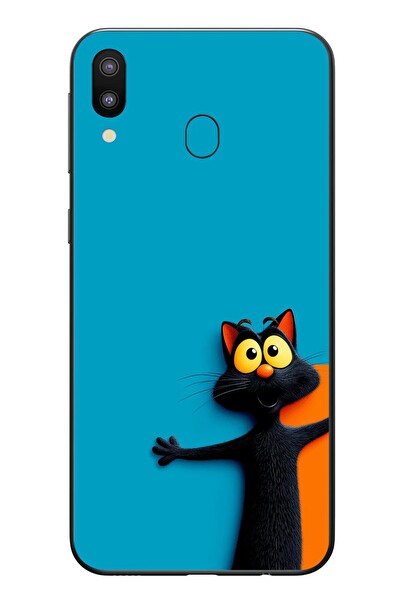 Le Balvo Samsung Galaxy M20 Uyumlu Kedi Uyarısı Baskılı Silikon Kılıf