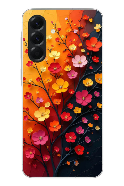 Le Balvo Samsung Galaxy A56 Uyumlu Sonbahar Çiçekleri Baskılı Silikon Kılıf