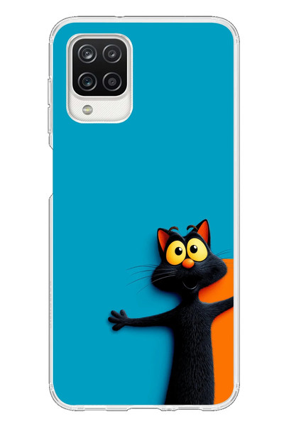 Le Balvo Samsung Galaxy A12 Uyumlu Kedi Uyarısı Baskılı Silikon Kılıf