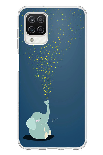 Le Balvo Samsung Galaxy A12 Uyumlu Uyuyan Fil Baskılı Silikon Kılıf
