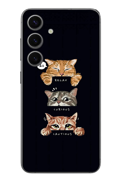 Le Balvo Samsung Galaxy S24 Uyumlu Kedi Halleri Baskılı Silikon Kılıf