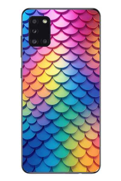 Le Balvo Samsung Galaxy A31 Uyumlu Gökkuşağı Renkleri Baskılı Silikon Kılıf
