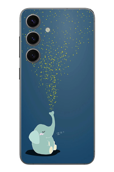 Le Balvo Samsung Galaxy S24 Uyumlu Uyuyan Fil Baskılı Silikon Kılıf