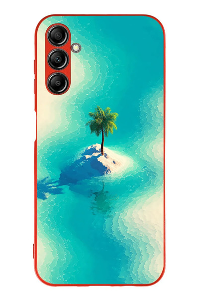 Le Balvo Samsung Galaxy A14 Uyumlu Adada Palmiye Baskılı Silikon Kılıf