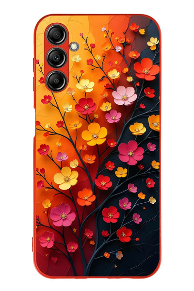 Le Balvo Samsung Galaxy A14 Uyumlu Sonbahar Çiçekleri Baskılı Silikon Kılıf