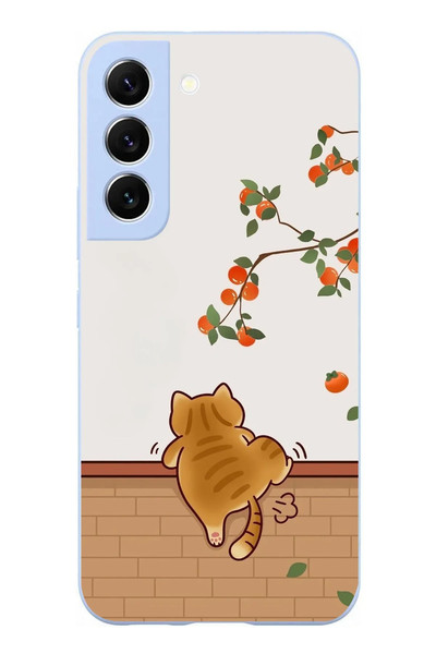 Le Balvo Samsung Galaxy S22 Uyumlu Kedi Tırmanıyor Baskılı Silikon Kılıf