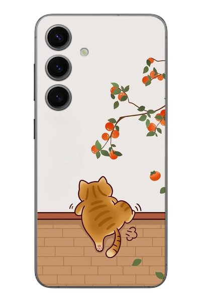 Le Balvo Samsung Galaxy S24 Uyumlu Kedi Tırmanıyor Baskılı Silikon Kılıf