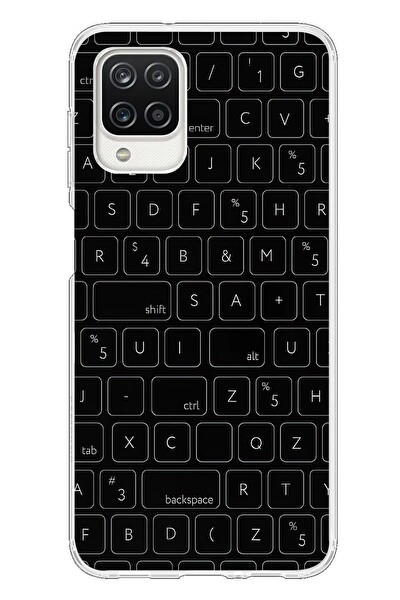 Le Balvo Samsung Galaxy A12 Uyumlu Klavye Tuşları Baskılı Silikon Kılıf