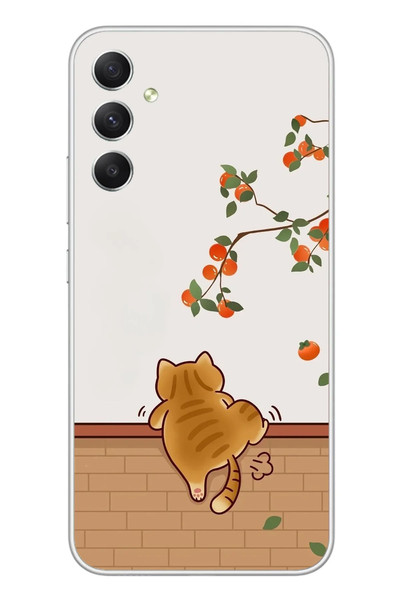 Le Balvo Samsung Galaxy A34 Uyumlu Kedi Tırmanıyor Baskılı Silikon Kılıf