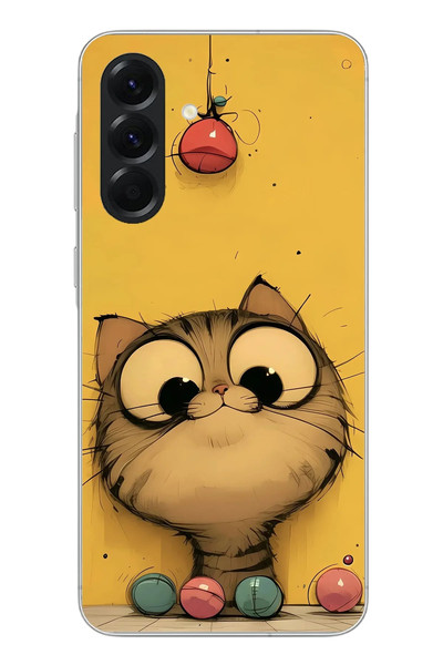 Le Balvo Samsung Galaxy A56 Uyumlu Kedi Çizgisi Baskılı Silikon Kılıf