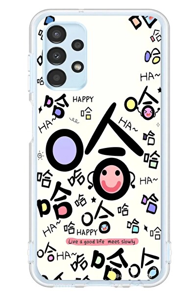 Le Balvo Samsung Galaxy A13 Uyumlu Mutlu Happy Baskılı Silikon Kılıf