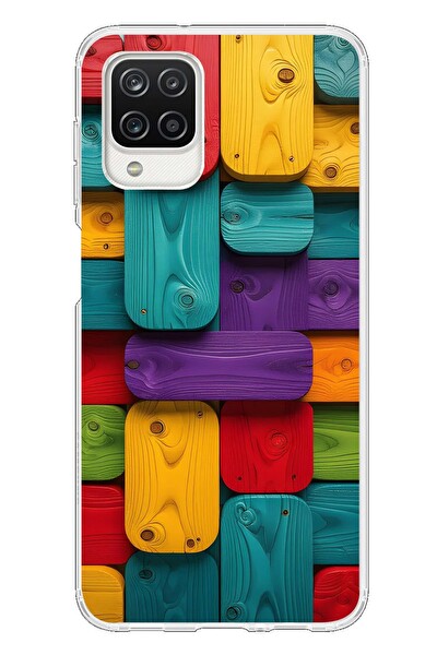 Le Balvo Samsung Galaxy A12 Uyumlu Renkli Tahtalar Baskılı Silikon Kılıf