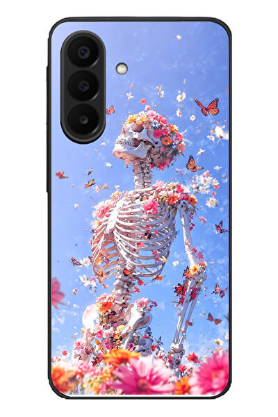 Le Balvo Samsung Galaxy A27 Uyumlu İskelet Çiçekleri Baskılı Silikon Kılıf