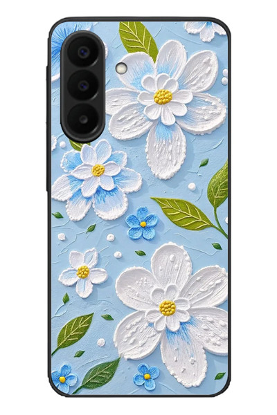 Le Balvo Samsung Galaxy A27 Uyumlu Mavi Papatyalar Baskılı Silikon Kılıf