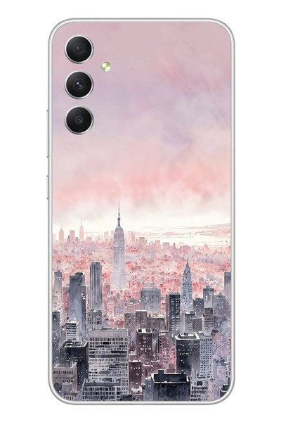 Le Balvo Samsung Galaxy A34 Uyumlu Gökdelenler Baskılı Silikon Kılıf