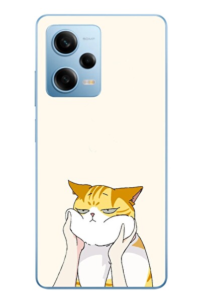 Le Balvo Redmi Note 12 Pro 5G Uyumlu Sarı Kedi Yanakları Baskılı Silikon Kılıf