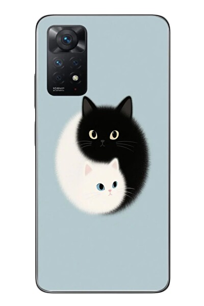 Le Balvo Redmi Note 11 Pro 4G Uyumlu Yin Yang Kediler Baskılı Silikon Kılıf
