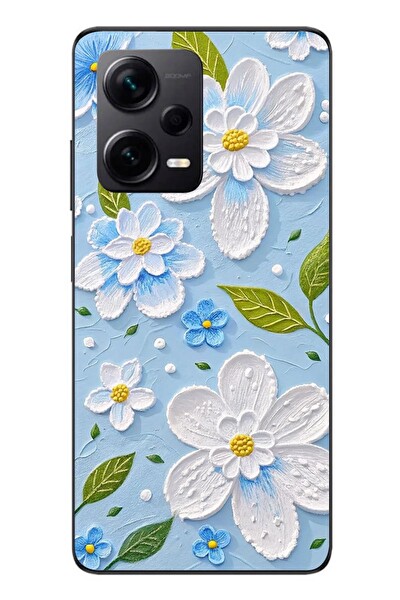 Le Balvo Redmi Note 12 Pro Plus Uyumlu Mavi Papatyalar Baskılı Silikon Kılıf