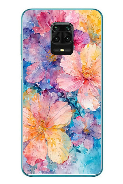 Le Balvo Redmi Note 9s Uyumlu Yağlı Boya Çiçekler Baskılı Silikon Kılıf