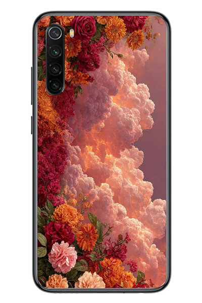 Le Balvo Redmi Note 8 Uyumlu Güller ve Bulutlar Baskılı Silikon Kılıf