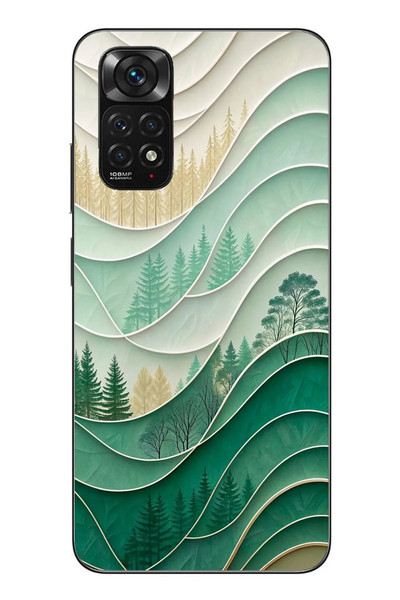 Le Balvo Redmi Note 11 - 11s Uyumlu Beyaz Çizgili Orman Baskılı Silikon Kılıf