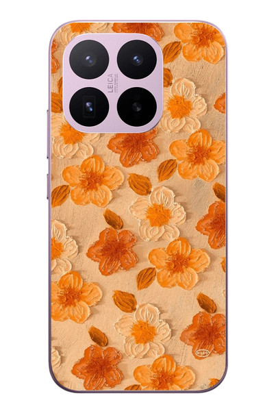 Le Balvo Xiaomi 17T Uyumlu Turuncu Papatyalar Baskılı Silikon Kılıf