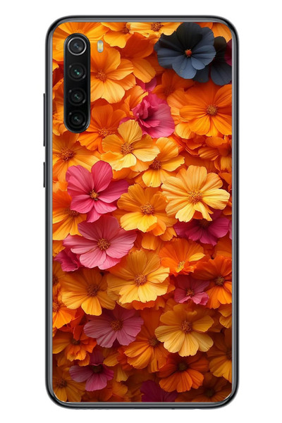 Le Balvo Redmi Note 8 Uyumlu Sarı Pembe Çiçekler Baskılı Silikon Kılıf