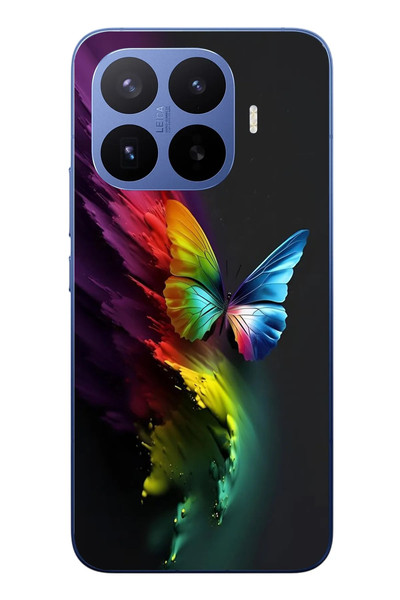Le Balvo Xiaomi 17T Pro Uyumlu Gökkuşağı Kelebeği Baskılı Silikon Kılıf
