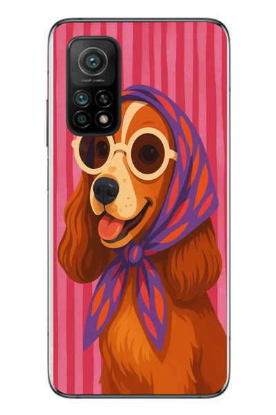 Le Balvo Xiaomi Mi 10 T Uyumlu Gözlüklü Köpek Baskılı Silikon Kılıf