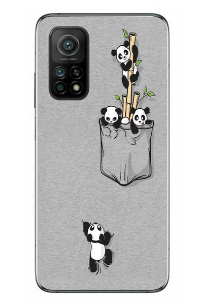 Le Balvo Xiaomi Mi 10 T Uyumlu Cepli Panda Baskılı Silikon Kılıf