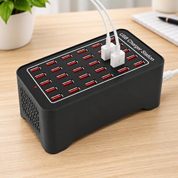 Coverzone YFY-A7 150W 30 Portlu 2.4A USB ENT Masaüstü Şarj İstasyonu