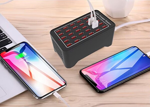 Coverzone YFY-A7 150W 30 Portlu 2.4A USB ENT Masaüstü Şarj İstasyonu