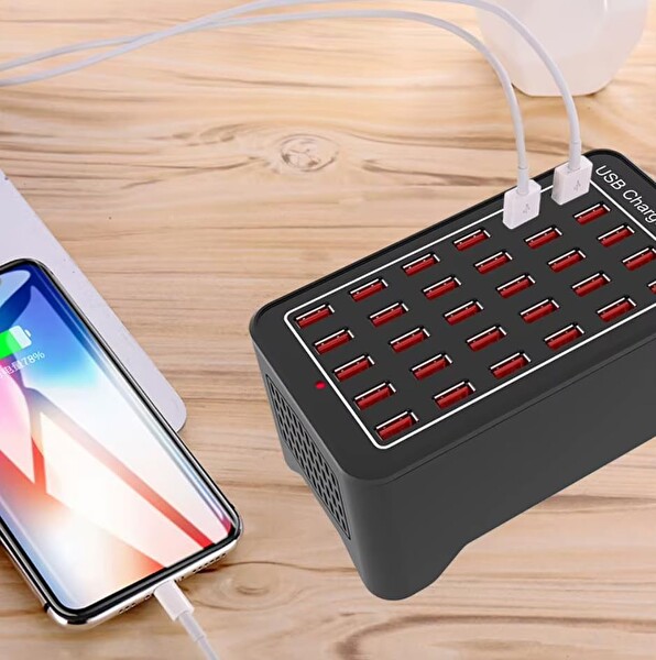 Coverzone YFY-A7 150W 30 Portlu 2.4A USB ENT Masaüstü Şarj İstasyonu