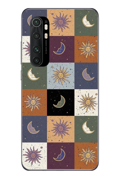 Le Balvo Xiaomi Mi 10 Lite Uyumlu Ay Güneş Retro Baskılı Silikon Kılıf