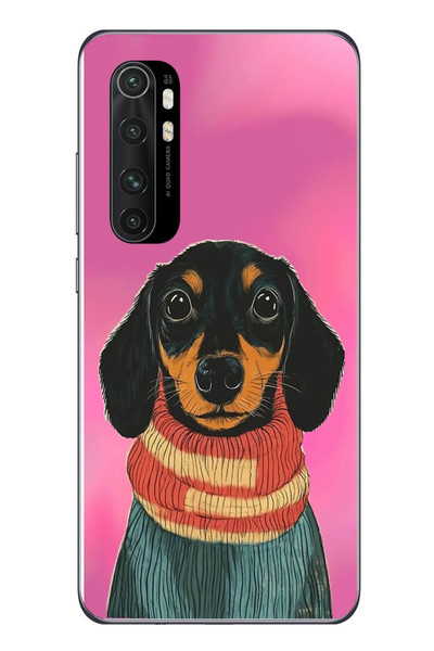 Le Balvo Xiaomi Mi 10 Lite Uyumlu Sevimli Siyah Köpek Baskılı Silikon Kılıf