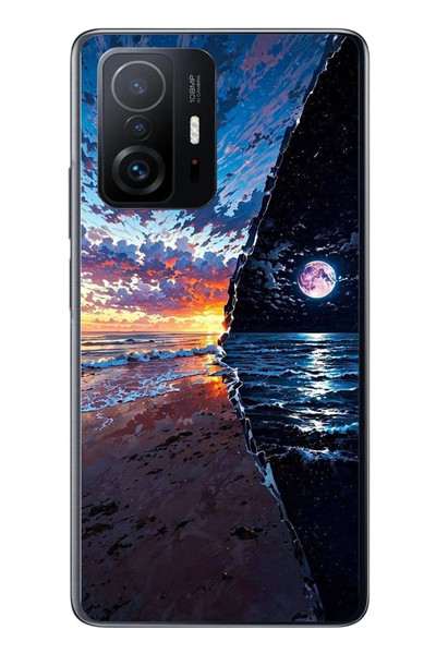 Le Balvo Xiaomi Mi 11 T-11 T Pro Uyumlu Deniz Günbatımı Baskılı Silikon Kılıf