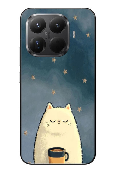 Le Balvo Xiaomi Mi 15T Pro Uyumlu Kahveci Beyaz Kedir Baskılı Silikon Kılıf